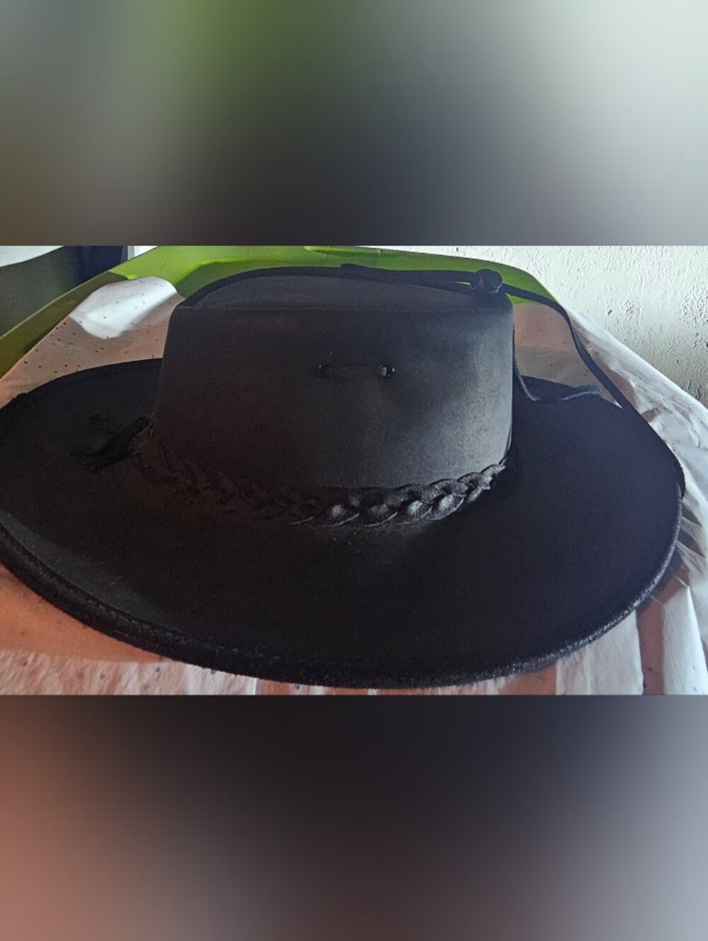 Black Men's Wide Brim Fedora Hat - Classic Western Style
